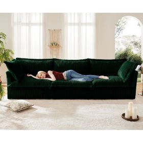 Slipcovered Sofa Couch, Modern 3 Seater Sofa with Suppleness Armrests,Deep Seat Sofa with Soft Multiple Big Pillows, Comfy Couch for Living Room