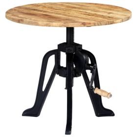 Side Table 23.6"x(18.1"-24.8") Solid Mango Wood and Cast Iron