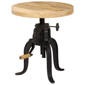 Side Table 17.7"x (17.7"-24.4") Solid Mango Wood and Cast Iron