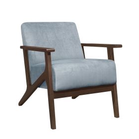 Modern Home Furniture 1pc Accent Chair Cushion Seat Back Blue Gray Upholstery Solid Wood Frame