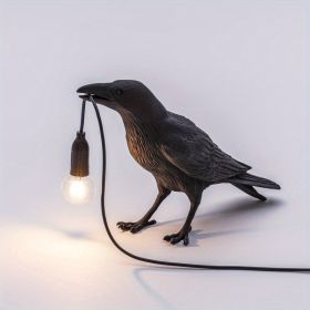 Raven Table Lamp Birds Desk Lamp Resin Crow Wall Sconce Creative Night Light Modern Art Fixture For Living Room Bedside Bedroom Office Study Dorm (Color: BLACK)