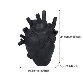 Vase In The Shape Of Human Heart; Home Decoration; Desktop Art Craft Ornament; Exquisite And High-end Indoor Vase; Organ Design Flower Container (Color: BLACK, size: 16.5*10*25)