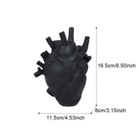 Vase In The Shape Of Human Heart; Home Decoration; Desktop Art Craft Ornament; Exquisite And High-end Indoor Vase; Organ Design Flower Container (Color: BLACK, size: 11.5*8*16.5)