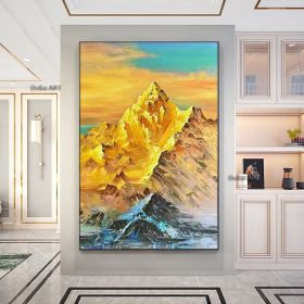 Handmade Large Golden Mountain Oil Painting;  Textured Acrylic Painting Modern Landscape Modern Wall Art Living Room Home Decor (size: 100X150cm)