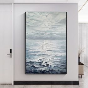 Hand Painted Abstract Landscape Oil Painting Oil Painting Seascape Clouds Nordic Wall Art Picture Modern Living Room Decor (size: 70X140cm)