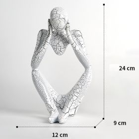 Nordic Art Abstract Thinker Statue Home Crafts Resin Statues Abstract Figure Sculpture Thinker Table Office Home Desktop Decor (Color: A3 - White - Large, Ships From: CN)