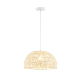 Adjustable Hanging Rope Farmhouse Rattan Pendant Lights Cage (Color: As pic show, type: Style B)