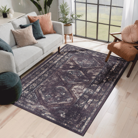 Area Rug 5x8, Washable Rug, Low-Pile, Non-Slip, Non-Shedding, Foldable, Kid & Pet Friendly - Area Rugs for living room, bedroom, kitchen (Color: as Pic)