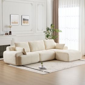 Modern Memory Foam Compressed Sofa,Large Sectional Couches for Living Room,Pet-Friendly Cloud Modular Sectional Sofa,Corduroy Fabric (Color: White)