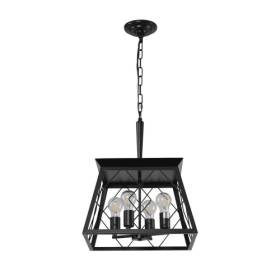4 Lights Farmhouse Chandelier For Dining Room Black - No Bulbs Unavailable Platform- Temu (Color: BLACK)